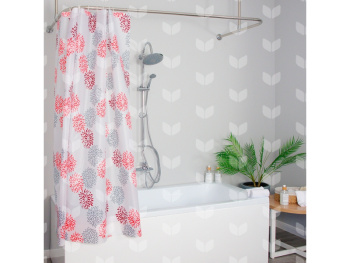 Штора для ванной V-line Пионы, 170х180 см, полиэстер, с кольцами
