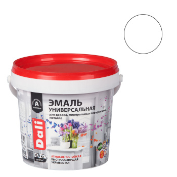 Эмаль акриловая глянцевая 0,9 кг DALI универсальная База А RAL 9010 *6/384