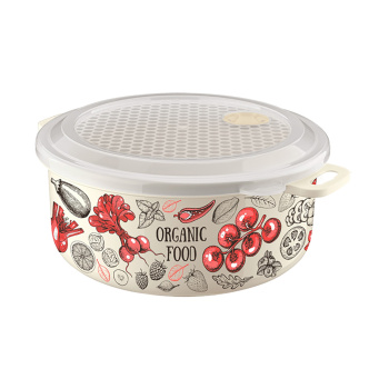 Контейнер д/прод. пластм. 0,95л круглый 148x190x91мм Бежевый арт43310620753("Бытпласт")*1/20