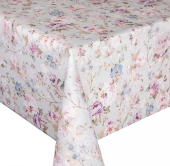 Клеёнка-ткань х/б с тефлоновой пропиткой "De Rosa" "Розы" на сер.-гол. шир.1,37м TF-D25 *20