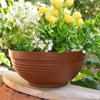Кашпо пластм. "Парма" 4,1л d верха 260мм h115мм Терракот "5plast.ru" *1/12