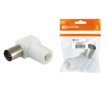 Гнездо ТV антенное угл. пласт. бел. TDM SQ1809-0016 *10/100