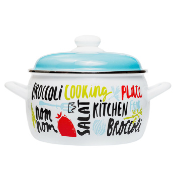 Кастрюля стальн. эмалир. "Брокколи" 2,2л d160мм Металл.кр. 2701 ("МЕТРОТ" Сербия) *1/8