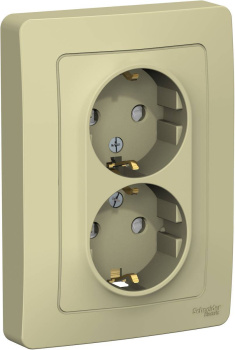 Розетка "BLANCA" СП 2-мест. бежевая з/к з/ш 16А 250В  BLNRS001127  *1/6/12