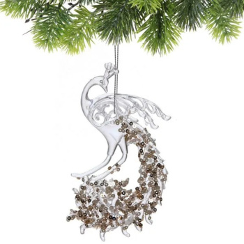 Подвеска "Павлиний хвост" 15*8 см, Белый/Золотой блеск