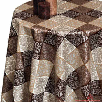 Клеёнка на неткан.основе "Dekorama" 107 А бежево-коричневая в ромбах шир.1,40м *20м февраль