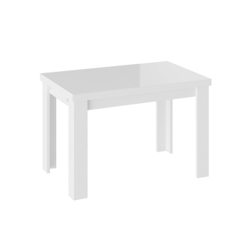 Стол обеденный прямоугольный раздв.Норман Тип1 1100(+1000)мм*690мм Белый/СТЕКЛО БЕЛЫЙ ГЛЯНЕЦ*1