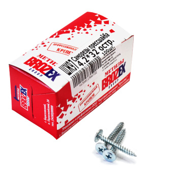 Саморезы прессшайба BROZEX коробка 4,2*32 остр.(100шт) *10 Саморезы прессшайба BROZEX коробка 4,2*32 остр.(100шт) *10