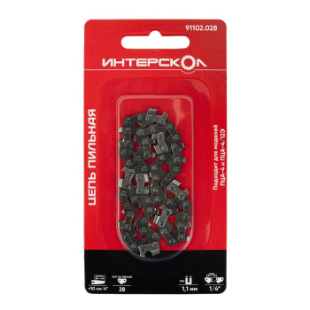 Цепь пильная шина10см 28звеньев шаг1/4" паз1.1мм Интерскол *1