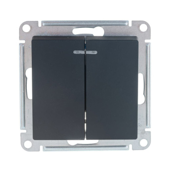 Механизм выключателя "ATLAS DESIGN" 2кл. карбон с подсветкой 10АХ SchE ATN001053 *5/20