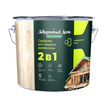 Защитно-декоративное покрытие для древесины 2 в1 Тик 2,7 л Здоровый дом  *1/4/140